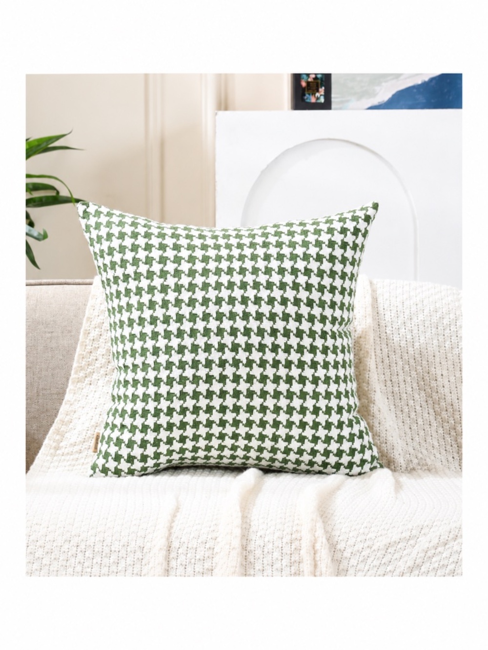 2 Pack Perfect Combination of Green and White Throw Pillows 20in x 20in.